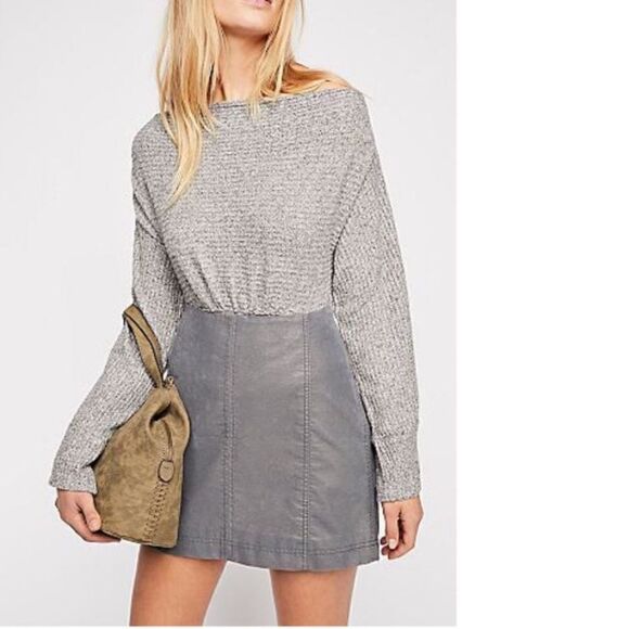 Free People Modern Femme Vegan Suede Mini Skirt size 2 - Picture 1 of 5